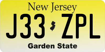NJ license plate J33ZPL