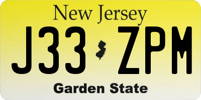 NJ license plate J33ZPM