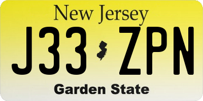 NJ license plate J33ZPN