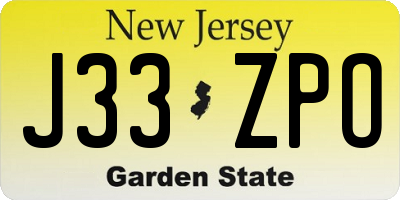 NJ license plate J33ZPO