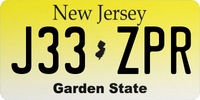 NJ license plate J33ZPR