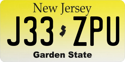 NJ license plate J33ZPU