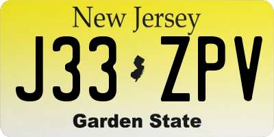 NJ license plate J33ZPV