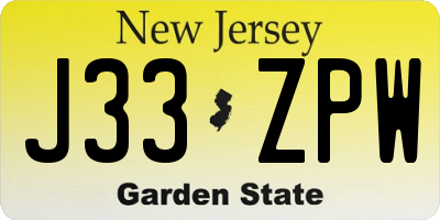 NJ license plate J33ZPW