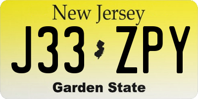 NJ license plate J33ZPY