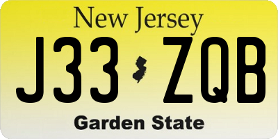 NJ license plate J33ZQB