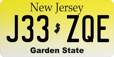 NJ license plate J33ZQE