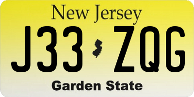 NJ license plate J33ZQG