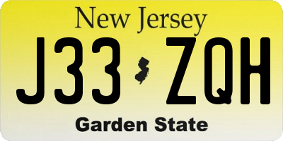 NJ license plate J33ZQH