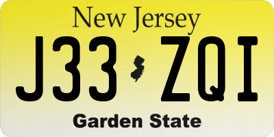 NJ license plate J33ZQI