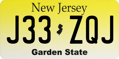 NJ license plate J33ZQJ