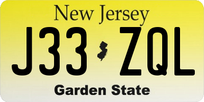 NJ license plate J33ZQL