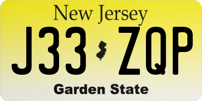 NJ license plate J33ZQP