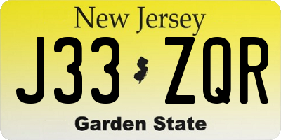 NJ license plate J33ZQR
