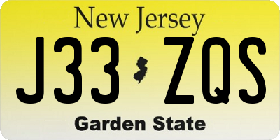 NJ license plate J33ZQS