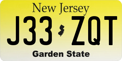 NJ license plate J33ZQT