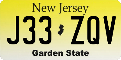 NJ license plate J33ZQV