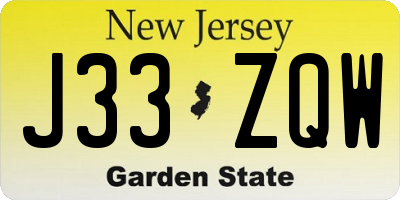 NJ license plate J33ZQW