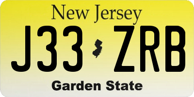 NJ license plate J33ZRB