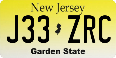 NJ license plate J33ZRC