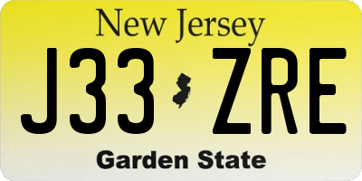 NJ license plate J33ZRE