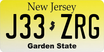 NJ license plate J33ZRG