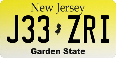 NJ license plate J33ZRI