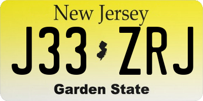 NJ license plate J33ZRJ