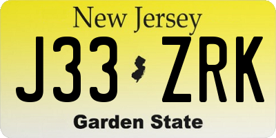 NJ license plate J33ZRK