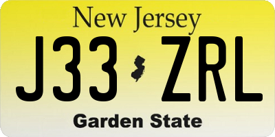 NJ license plate J33ZRL