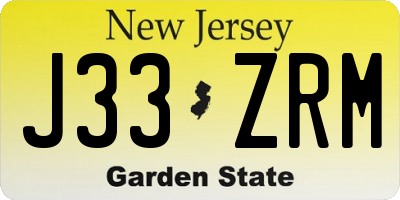 NJ license plate J33ZRM