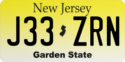 NJ license plate J33ZRN