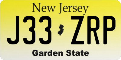 NJ license plate J33ZRP