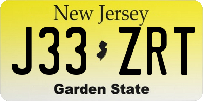 NJ license plate J33ZRT