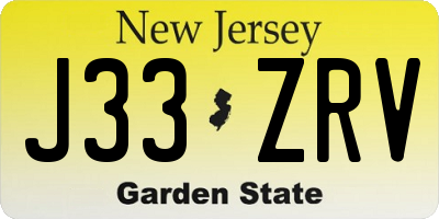 NJ license plate J33ZRV