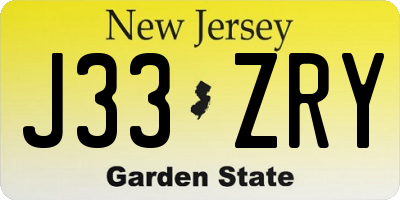 NJ license plate J33ZRY