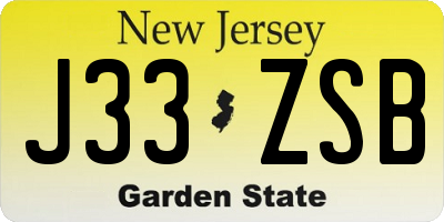 NJ license plate J33ZSB