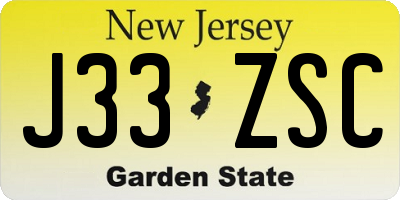 NJ license plate J33ZSC