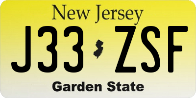 NJ license plate J33ZSF