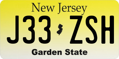 NJ license plate J33ZSH