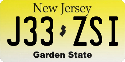 NJ license plate J33ZSI