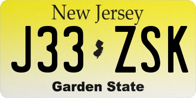 NJ license plate J33ZSK