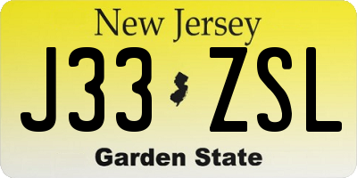 NJ license plate J33ZSL