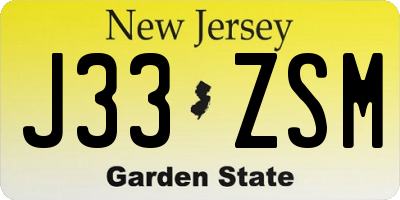 NJ license plate J33ZSM