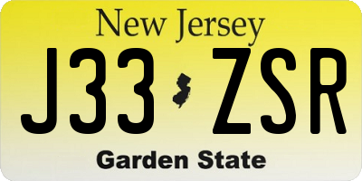 NJ license plate J33ZSR