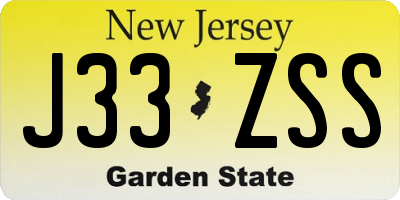 NJ license plate J33ZSS