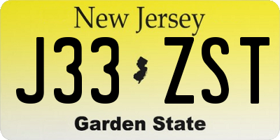 NJ license plate J33ZST