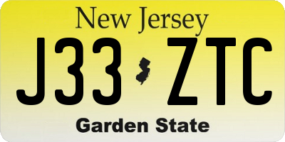 NJ license plate J33ZTC