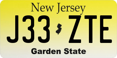 NJ license plate J33ZTE