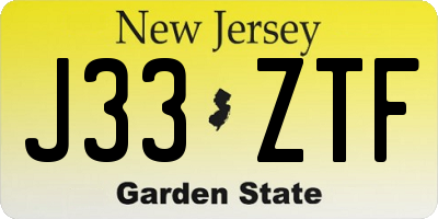 NJ license plate J33ZTF